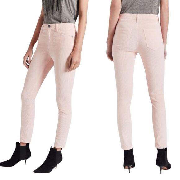 Current/Elliott Crystal Pink The High Waist Stiletto Corduroy Pants New Size 25 - Picture 1 of 3